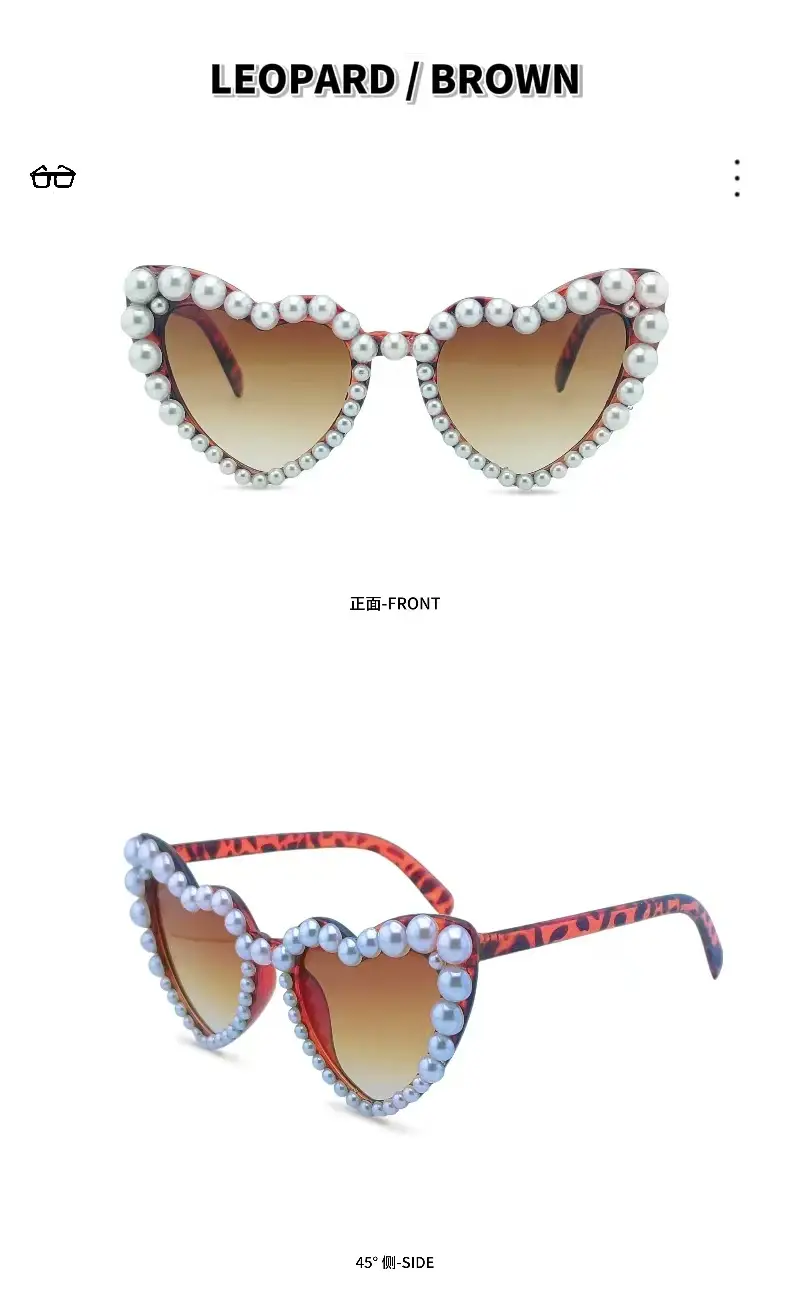 Women Heart Pearl Sunglasses Summer Glasses — feature 17