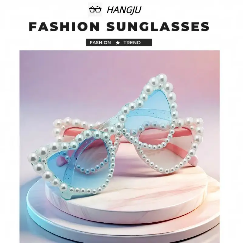 Women Heart Pearl Sunglasses Summer Glasses — feature 3