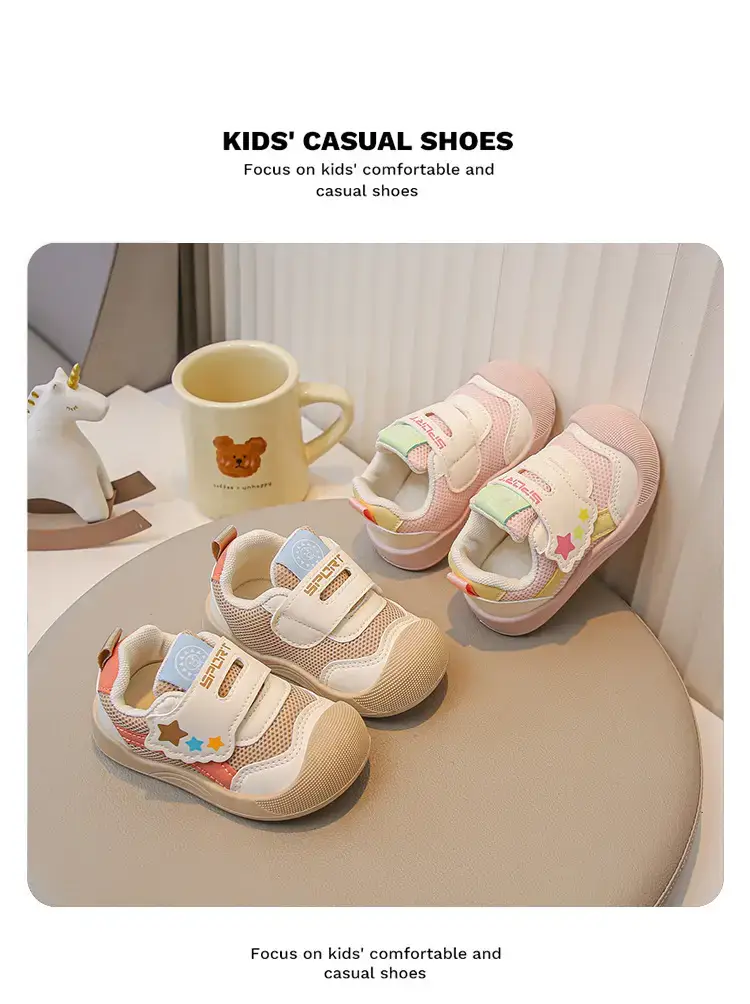 Pink Mesh Toddler Shoes with Star Decor — feature 1