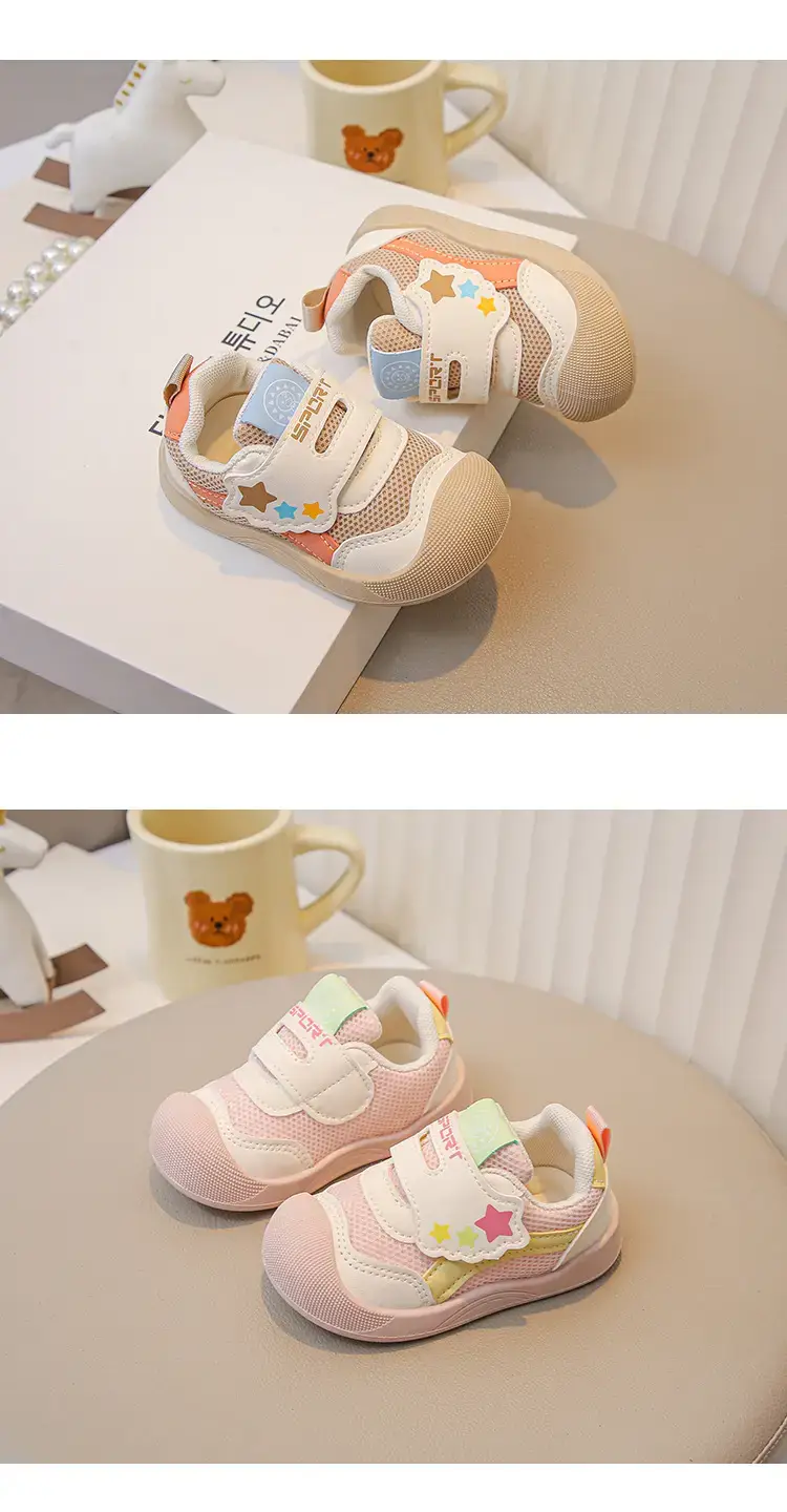 Pink Mesh Toddler Shoes with Star Decor — feature 13