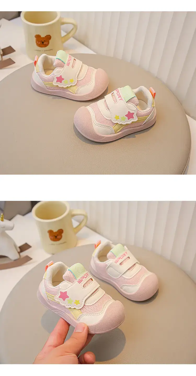 Pink Mesh Toddler Shoes with Star Decor — feature 14