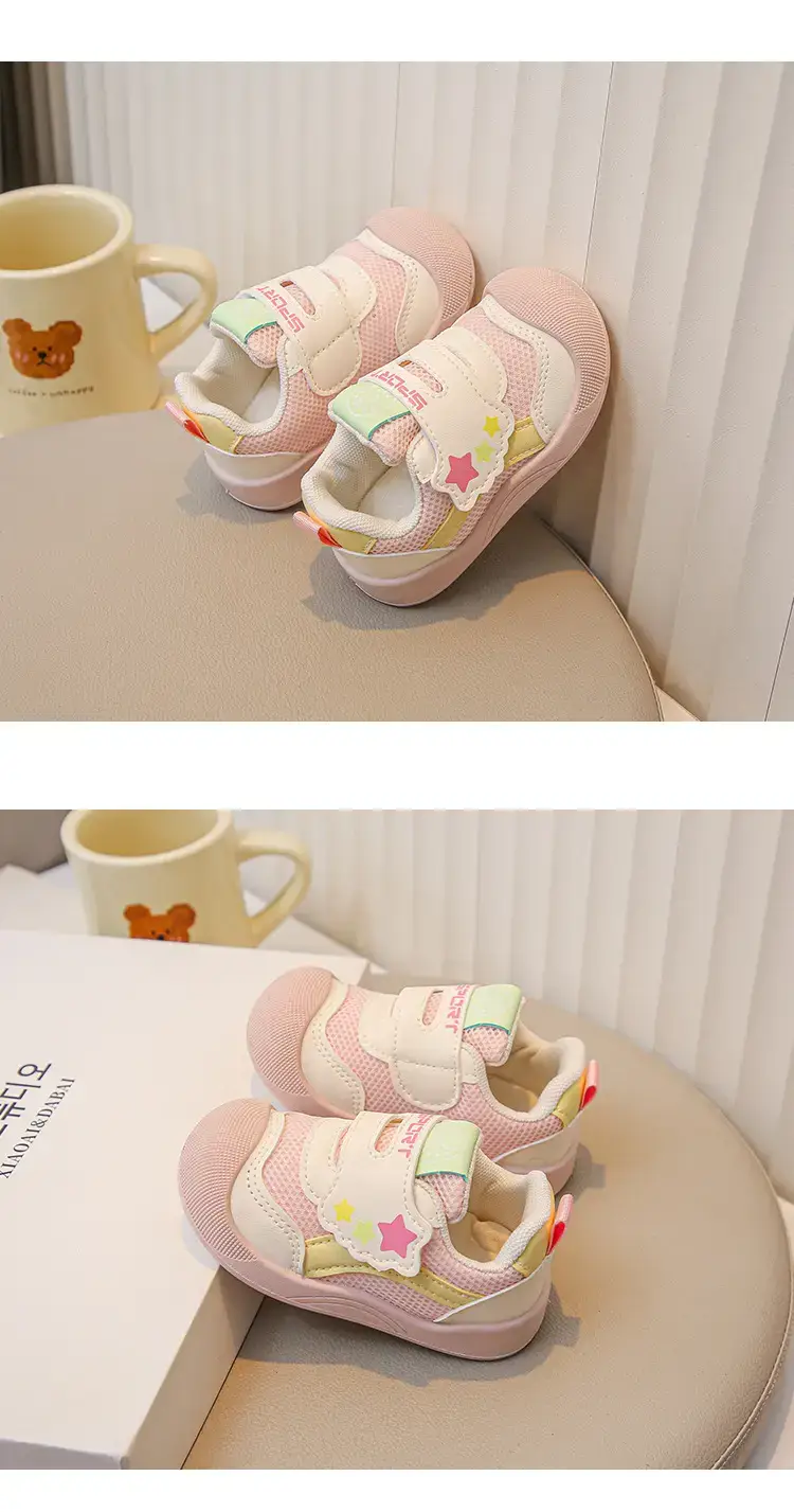 Pink Mesh Toddler Shoes with Star Decor — feature 15