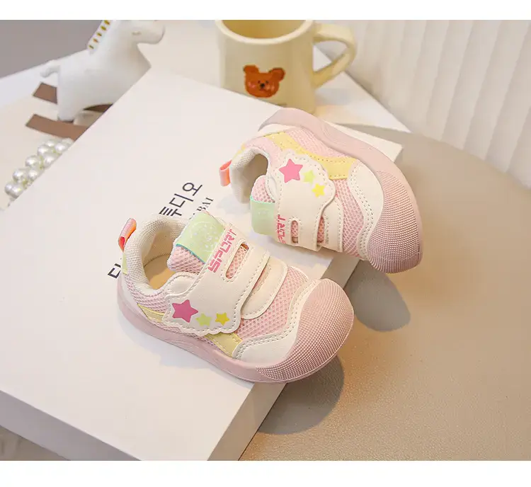 Pink Mesh Toddler Shoes with Star Decor — feature 16