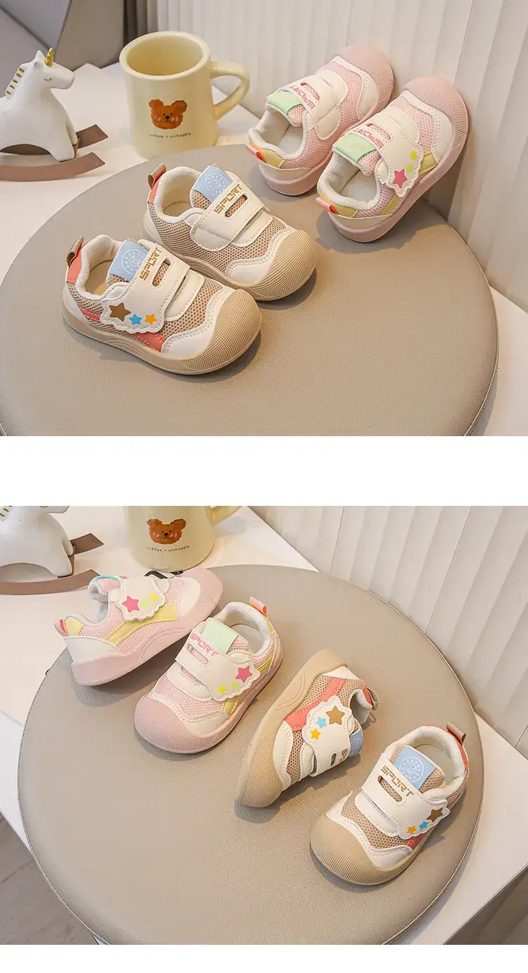 Pink Mesh Toddler Shoes with Star Decor — feature 9