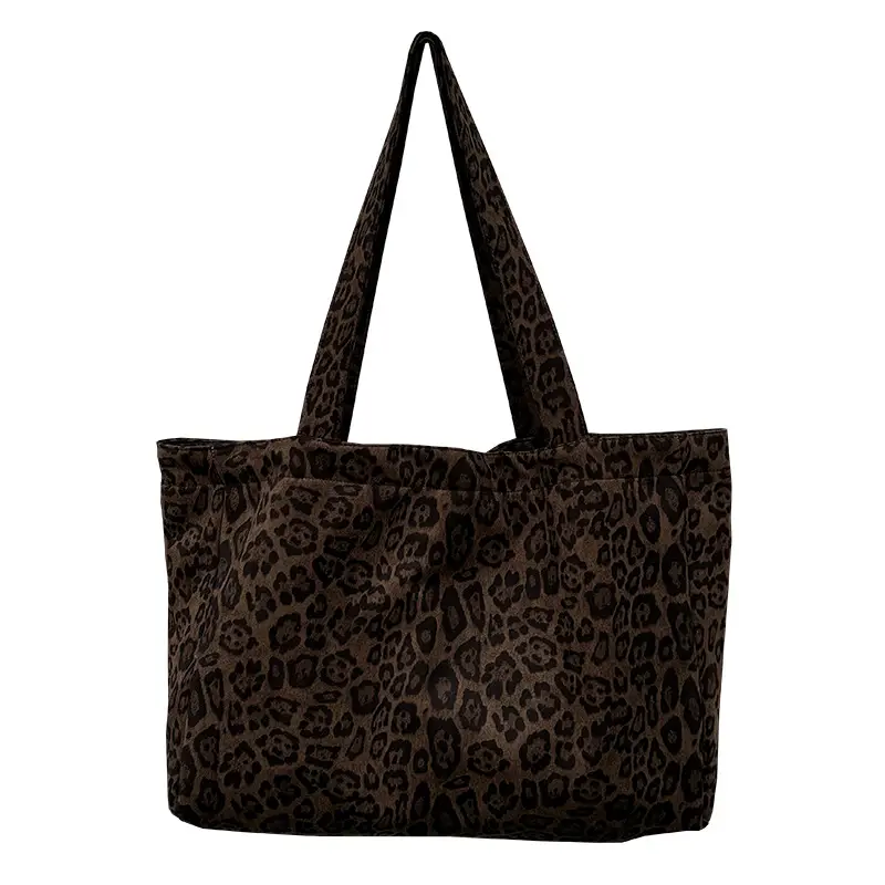 Leopard Print Large Tote Bag Shoulder Handheld Korean Style - Image 8