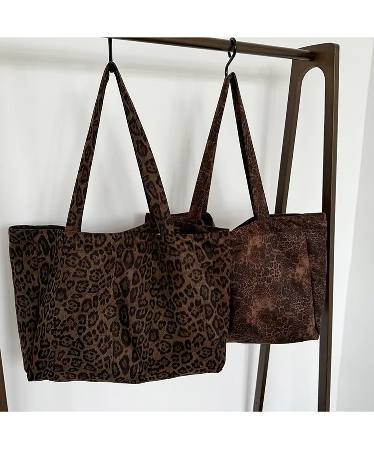 Leopard Print Large Tote Bag Shoulder Handheld Korean Style — feature 1