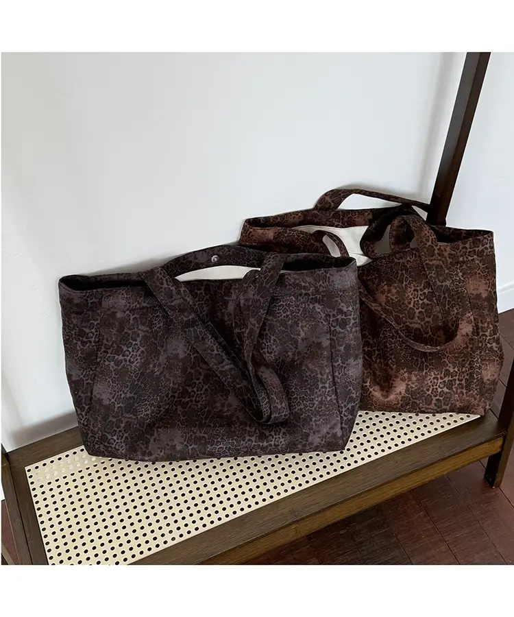 Leopard Print Large Tote Bag Shoulder Handheld Korean Style — feature 14