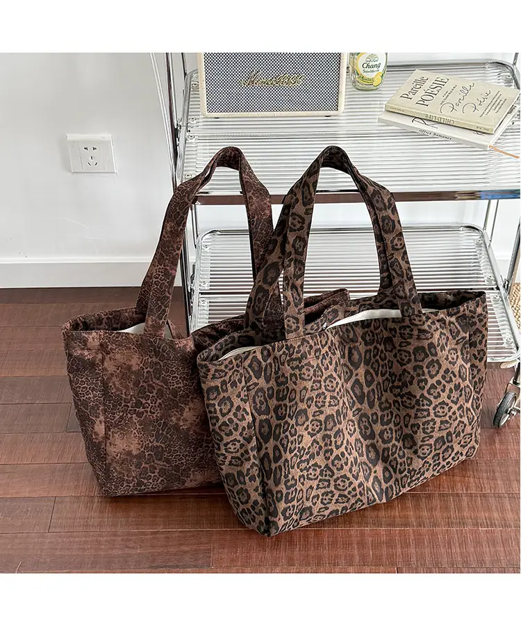 Leopard Print Large Tote Bag Shoulder Handheld Korean Style — feature 6