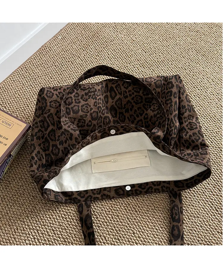 Leopard Print Large Tote Bag Shoulder Handheld Korean Style — feature 7