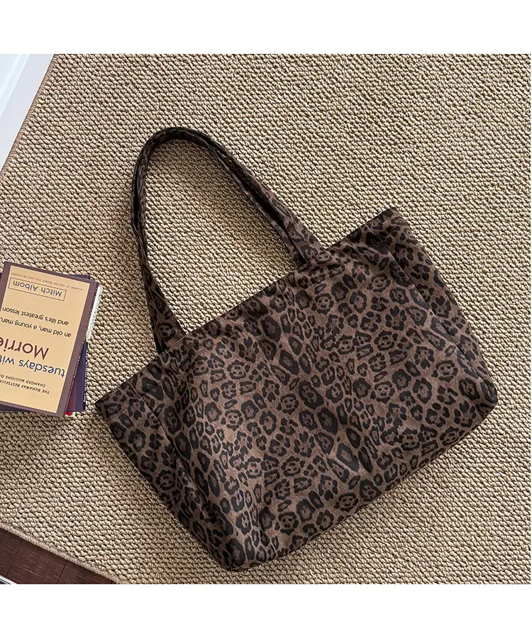Leopard Print Large Tote Bag Shoulder Handheld Korean Style — feature 9