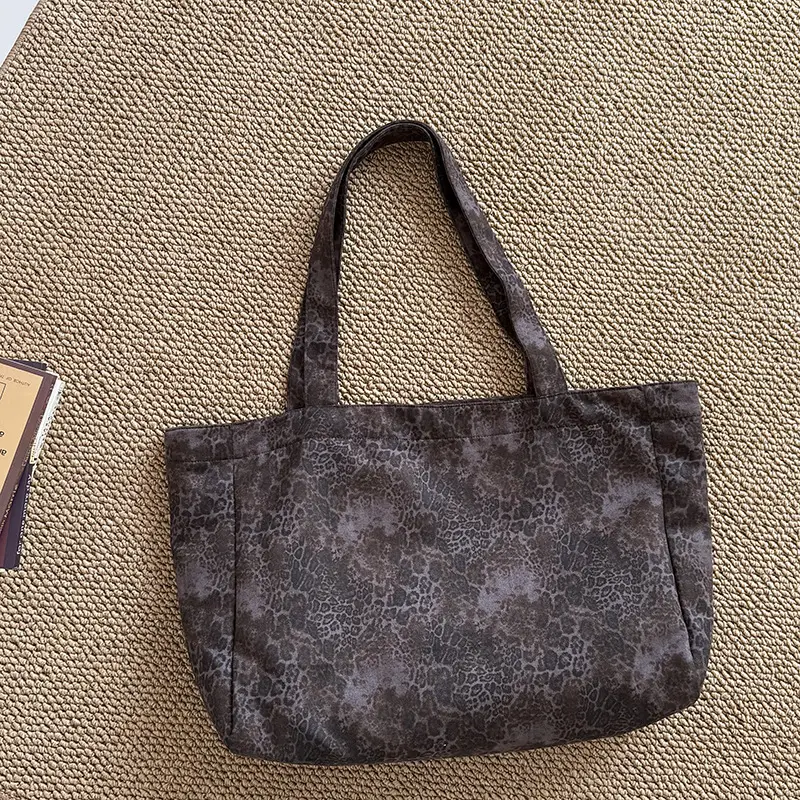 Leopard Print Large Tote Bag Shoulder Handheld Korean Style - Image 3