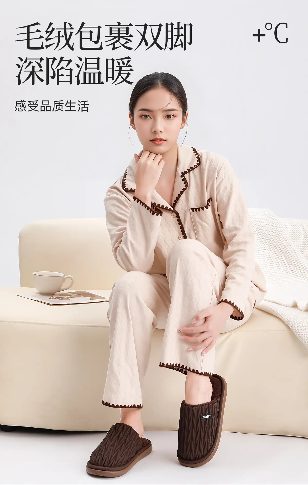 Women Cotton Slippers Warm Fleece Lined Winter Autumn — feature 1