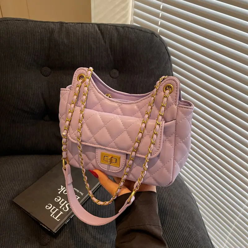 White Rhombus Chain Shoulder Bag for Women - Image 9