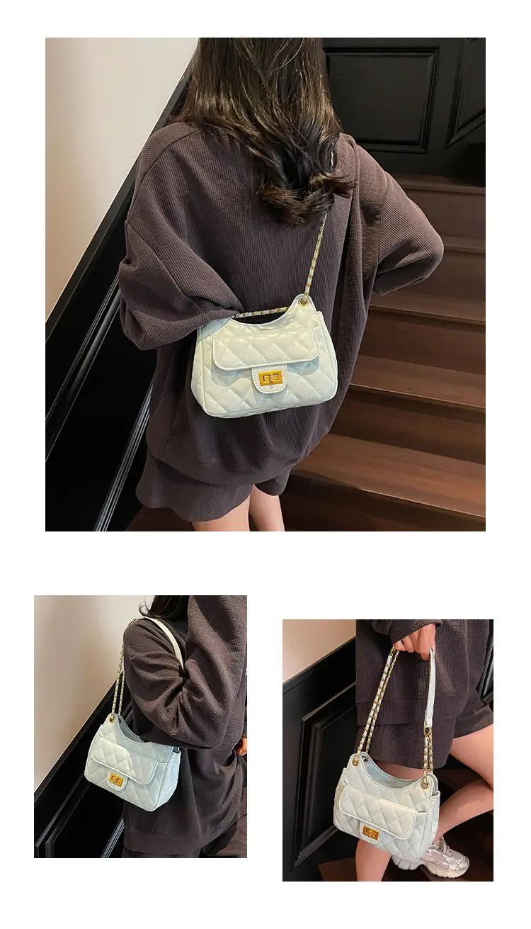 White Rhombus Chain Shoulder Bag for Women — feature 13