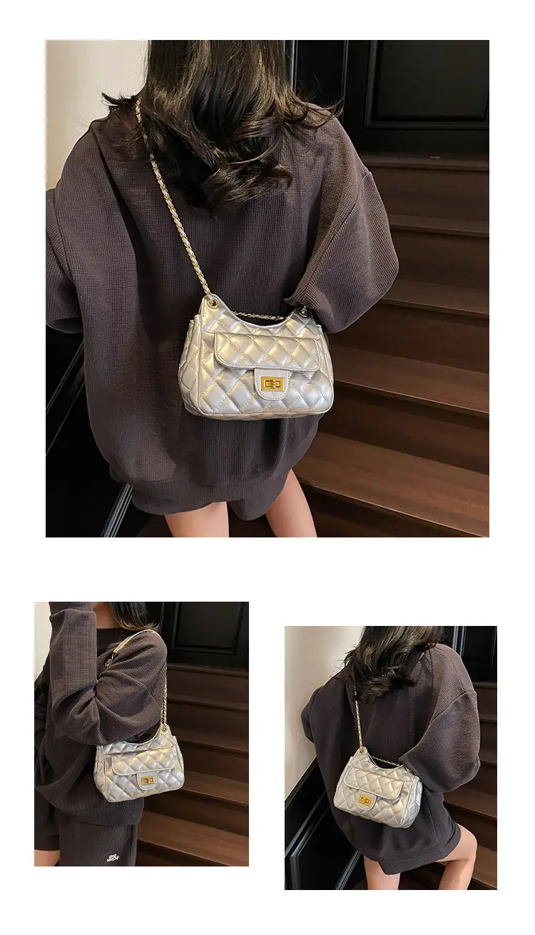 White Rhombus Chain Shoulder Bag for Women — feature 14