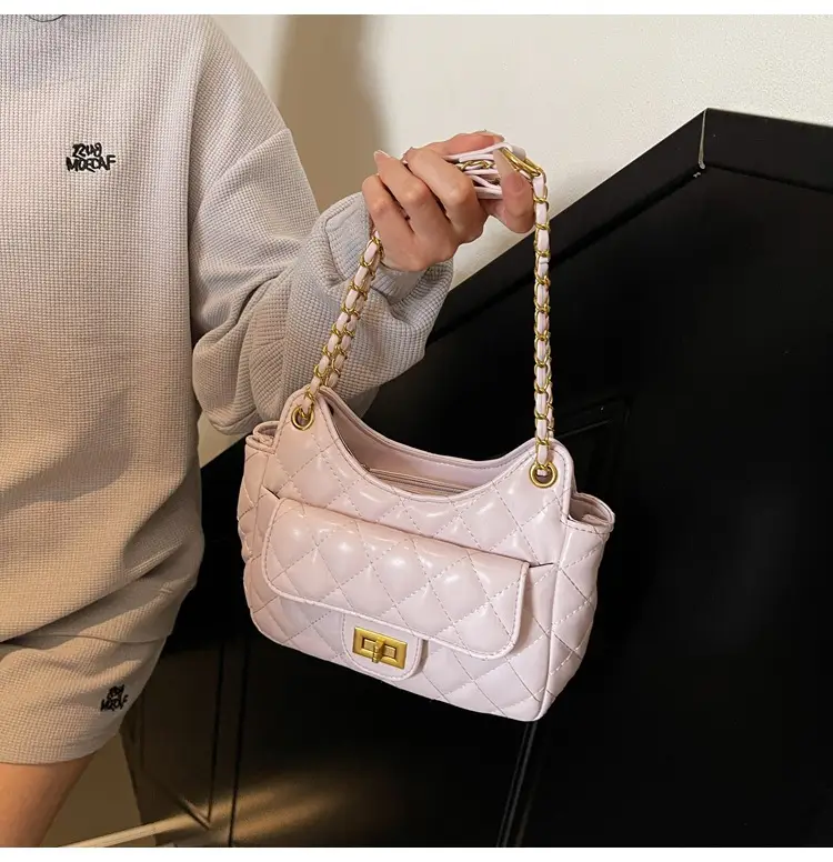 White Rhombus Chain Shoulder Bag for Women — feature 20