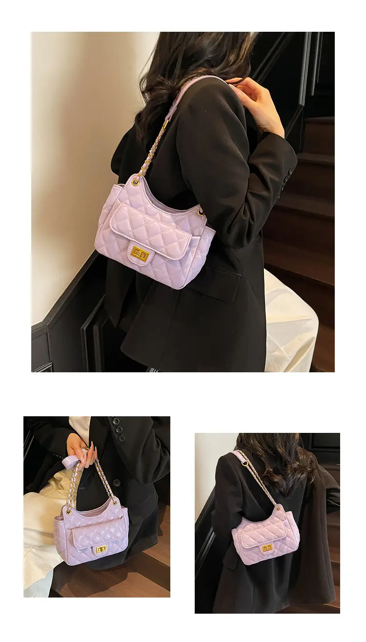 White Rhombus Chain Shoulder Bag for Women — feature 9