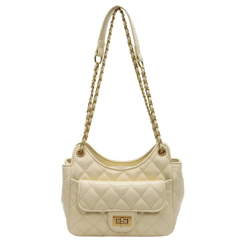 White Rhombus Chain Shoulder Bag for Women - Image 5