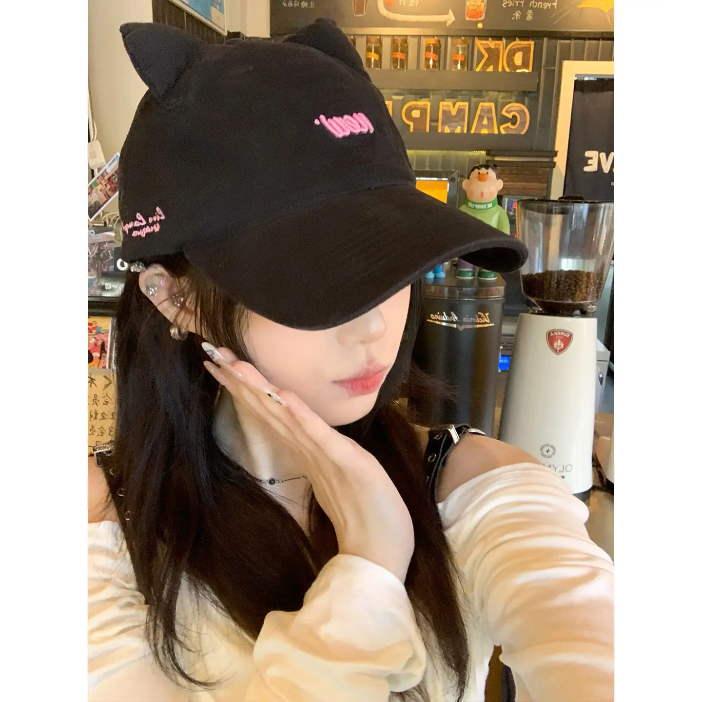 Brown Cat Ear Duckbill Cap for Women - Image 6