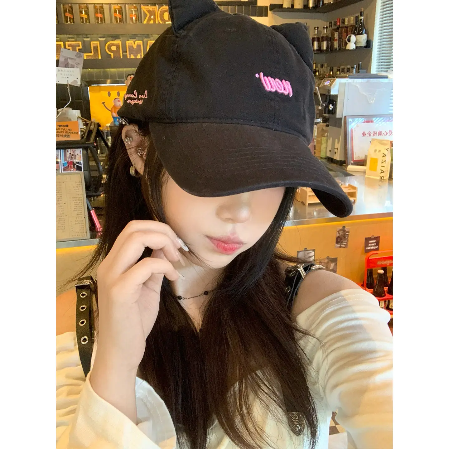 Brown Cat Ear Duckbill Cap for Women - Image 7