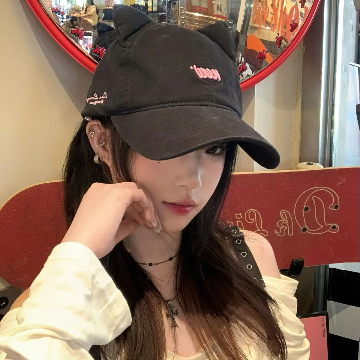 Brown Cat Ear Duckbill Cap for Women - Image 8