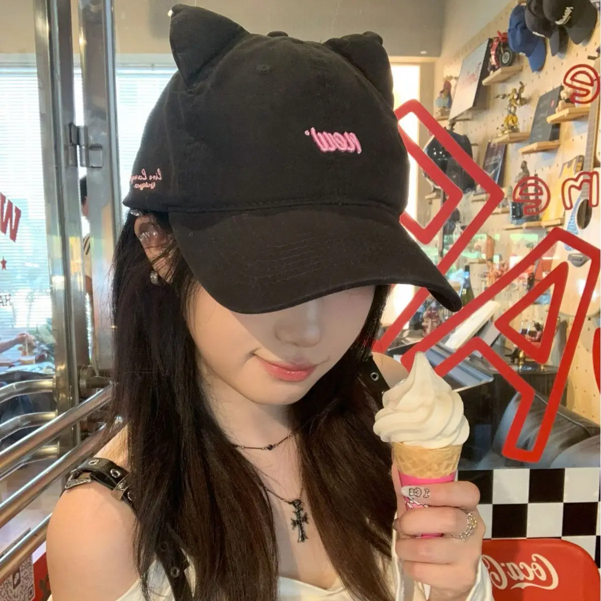 Brown Cat Ear Duckbill Cap for Women - Image 9