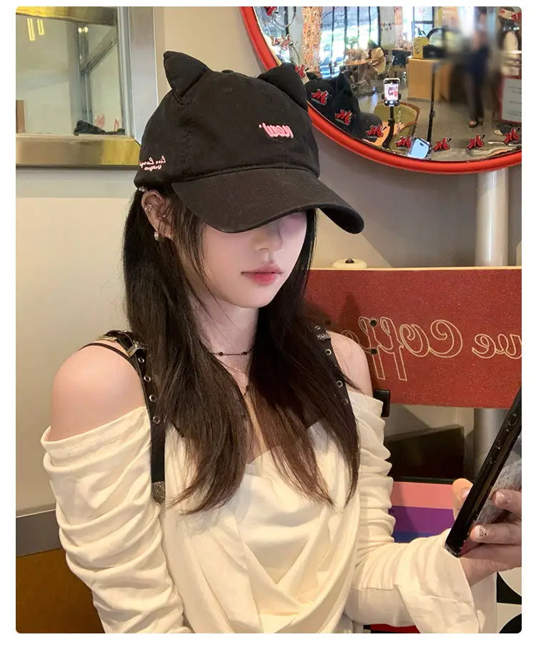 Brown Cat Ear Duckbill Cap for Women — feature 8