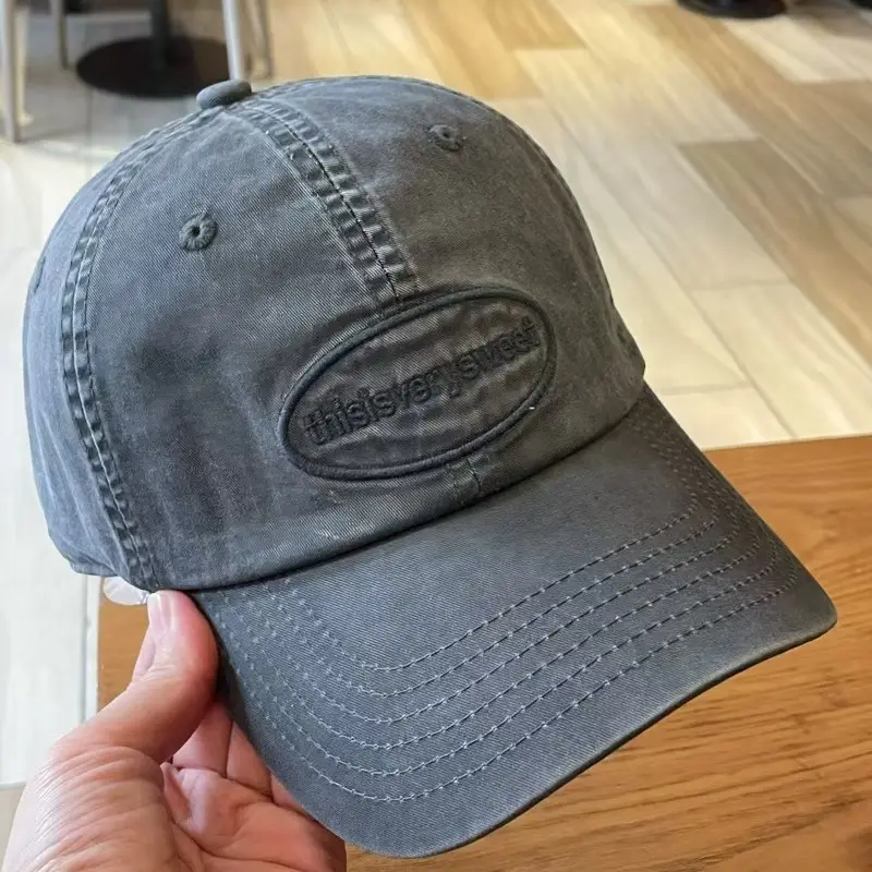 Women's Blue Baseball Cap Wide Brim with Embroidered Patch — feature 21