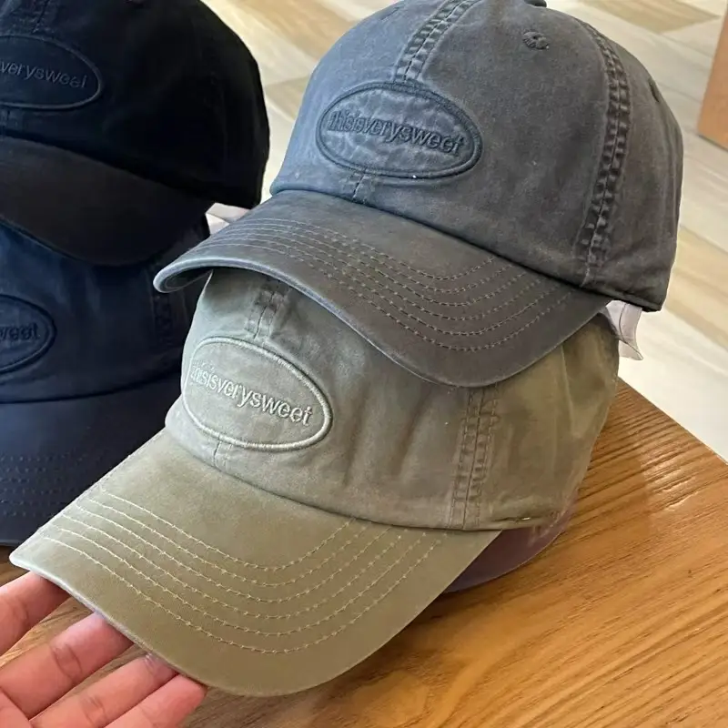 Women's Blue Baseball Cap Wide Brim with Embroidered Patch — feature 7