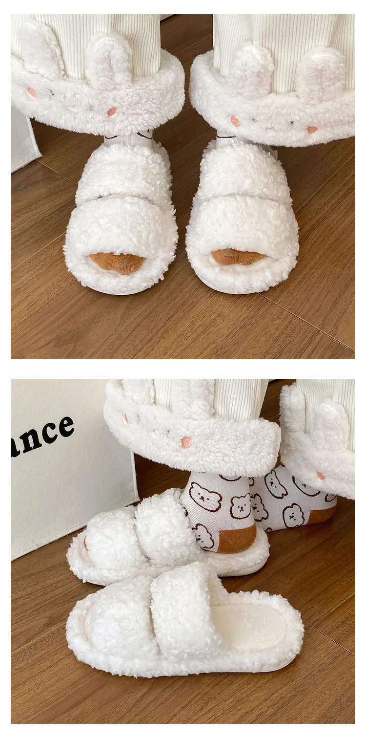 Women's White Fur Stuffed Cotton Slippers Winter — feature 12