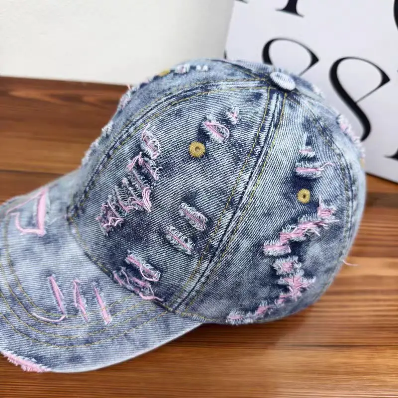 Denim Ripped Duckbill Cap for Men Women Spring Autumn Street Fashion — feature 13