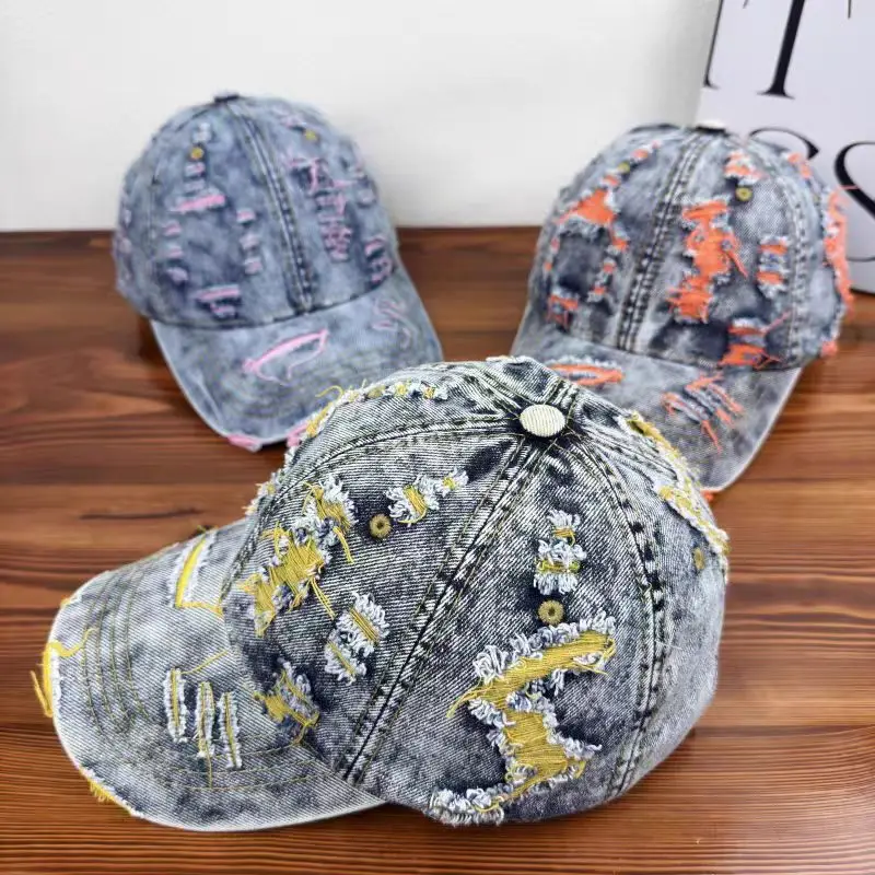 Denim Ripped Duckbill Cap for Men Women Spring Autumn Street Fashion — feature 4
