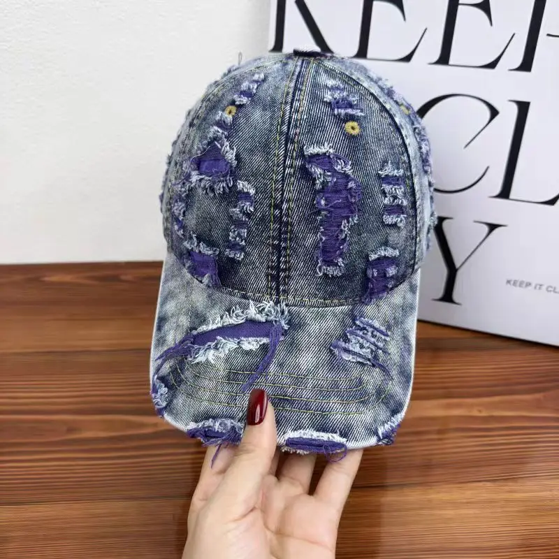 Denim Ripped Duckbill Cap for Men Women Spring Autumn Street Fashion — feature 8