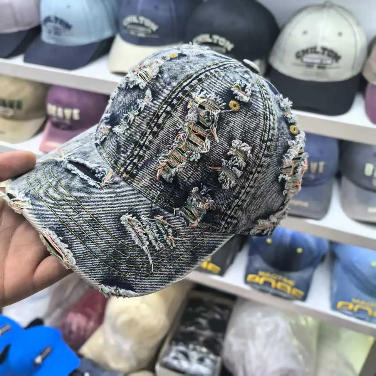 Denim Ripped Duckbill Cap for Men Women Spring Autumn Street Fashion