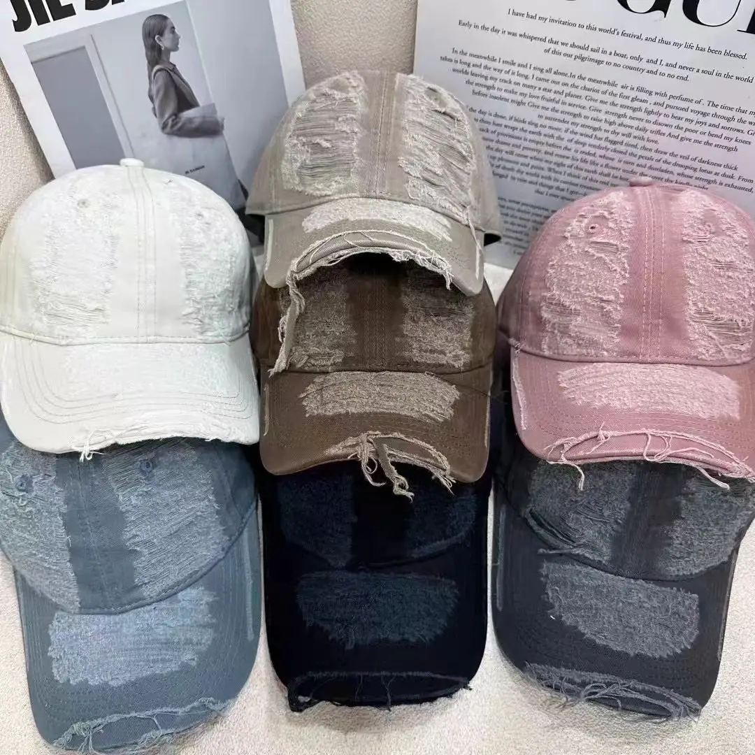 Women Distressed Washed Duckbill Cap Spring Autumn Breathable
