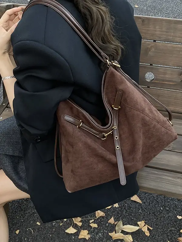 Maillard Suede Shoulder Messenger Bag Brown 2024 - Image 7