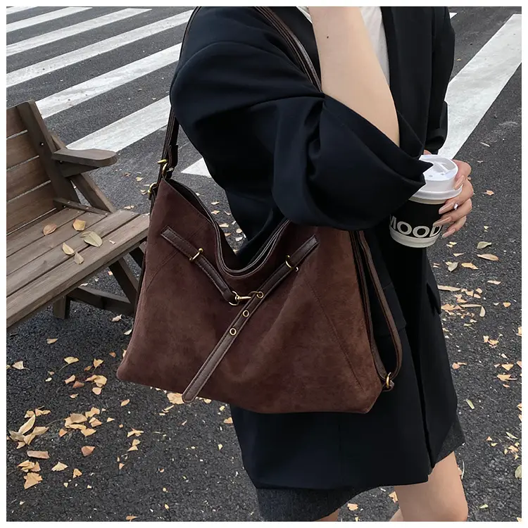 Maillard Suede Shoulder Messenger Bag Brown 2024 - Image 3