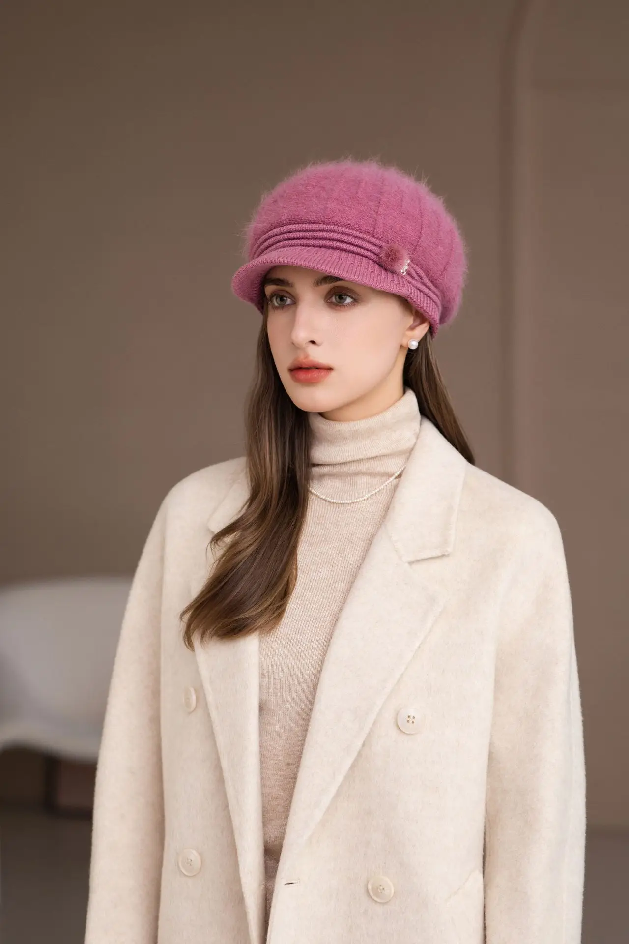 Pink Woolen Hat for Women Winter Warm Knitted — feature 21