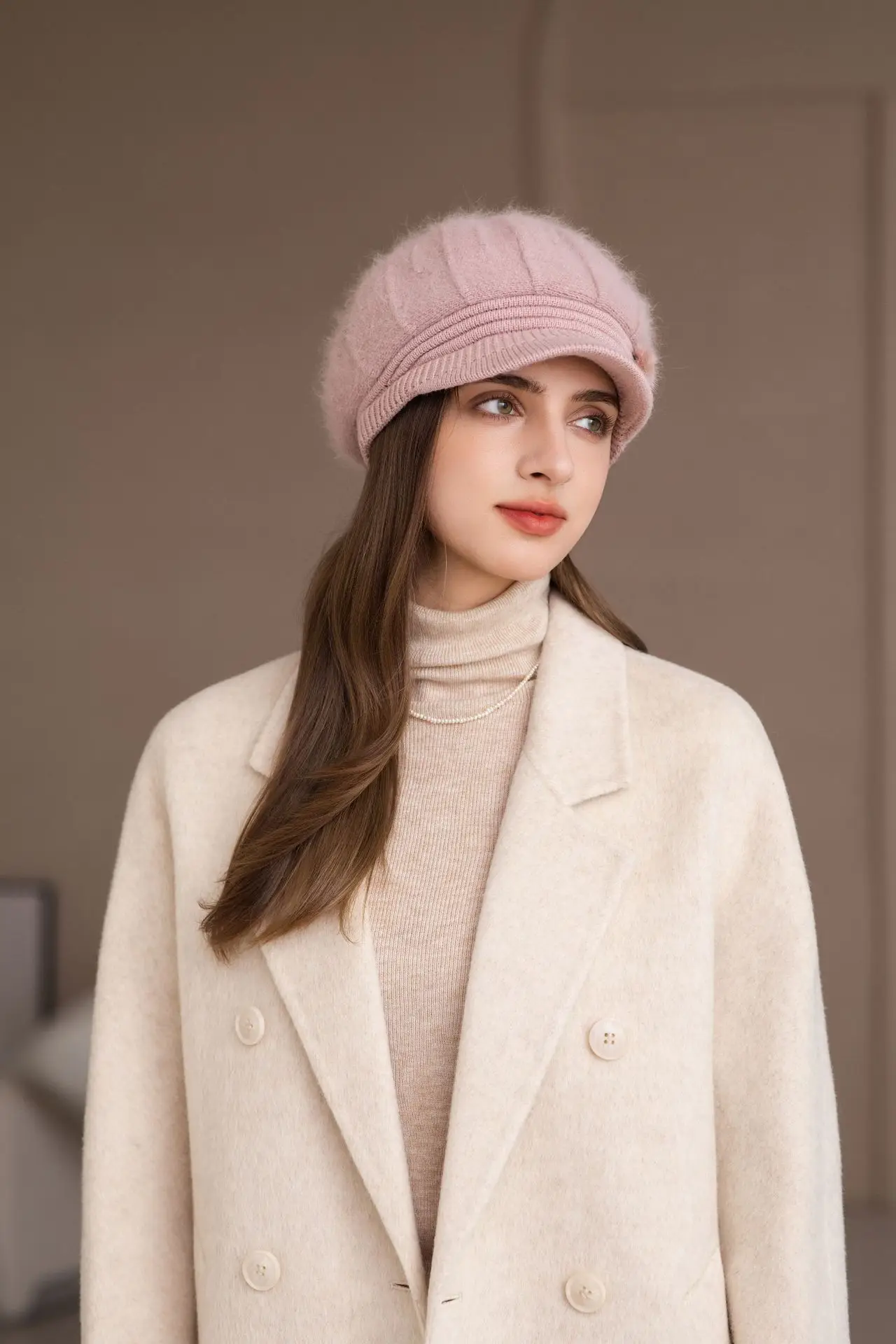 Pink Woolen Hat for Women Winter Warm Knitted — feature 3
