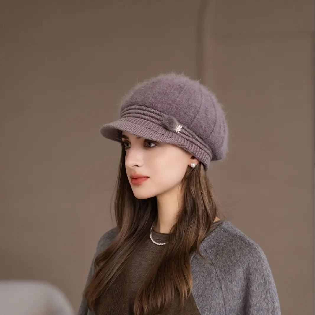 Pink Woolen Hat for Women Winter Warm Knitted - Image 3