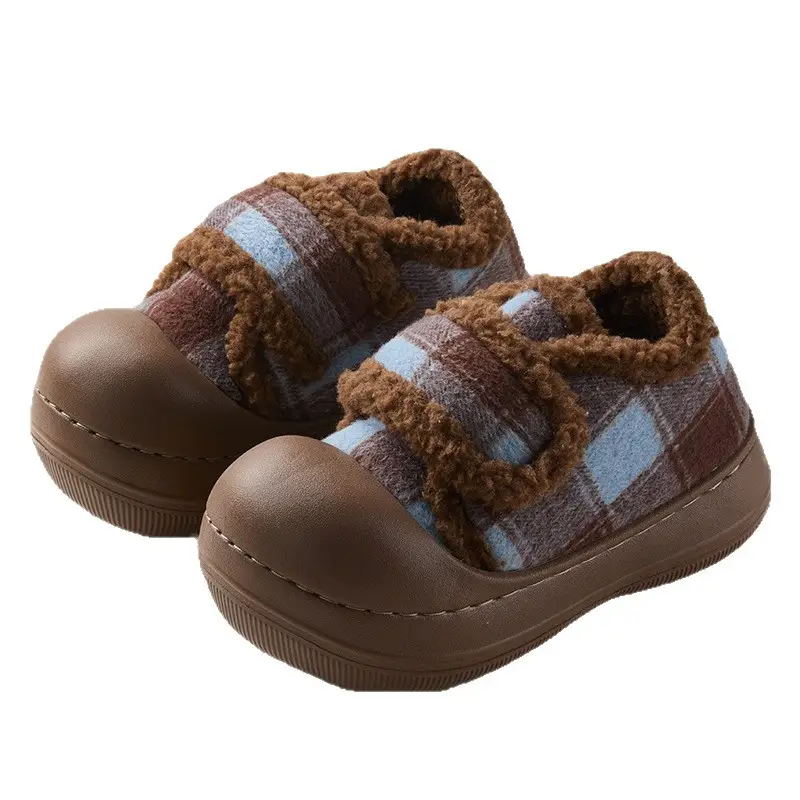 Korean Style Autumn and Winter Round-Toe Cotton Shoes, Versatile Casual Thick-Soled Heightening Velcro Cotton Shoes, Non-Slip Plus Velvet to Keep Women Warm