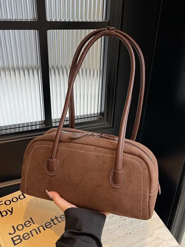 Women's Brown Suede Shoulder Bag Large Capacity 2025 - Image 5