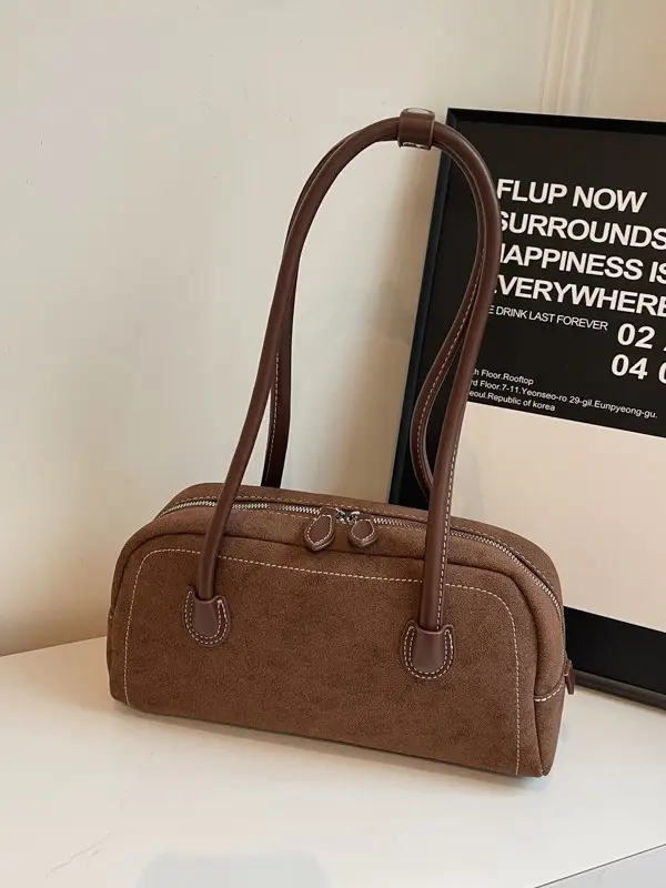 Women's Brown Suede Shoulder Bag Large Capacity 2025 - Image 6