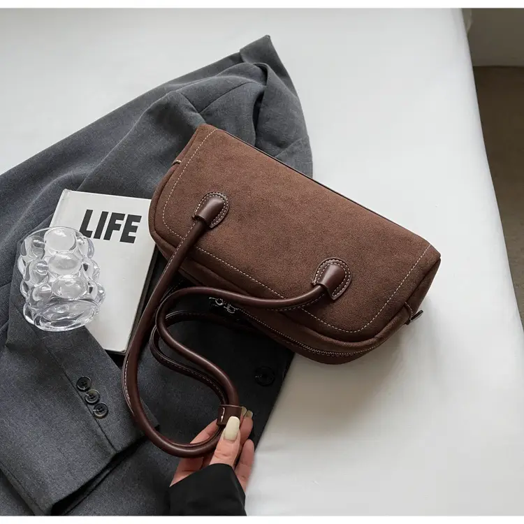 Women's Brown Suede Shoulder Bag Large Capacity 2025 — feature 19