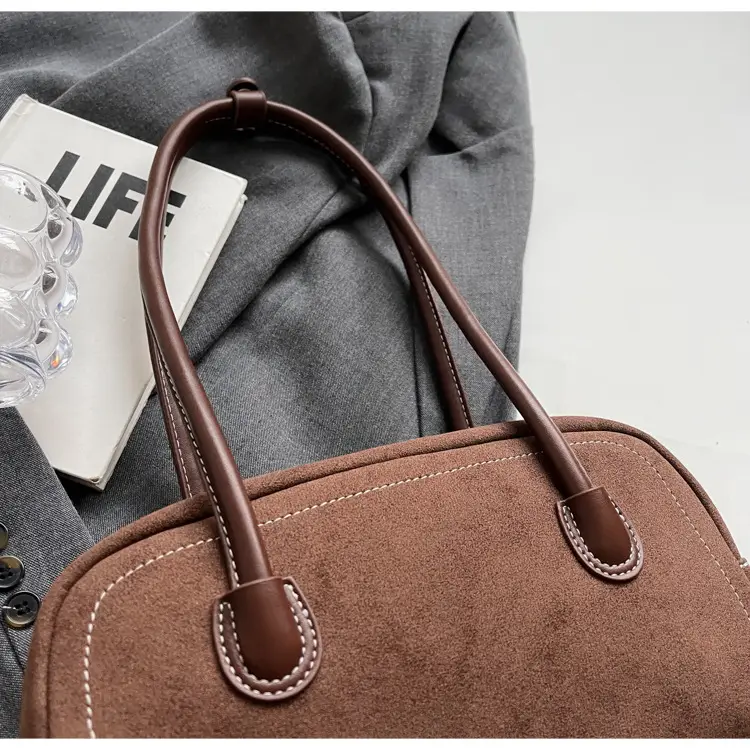 Women's Brown Suede Shoulder Bag Large Capacity 2025 — feature 28