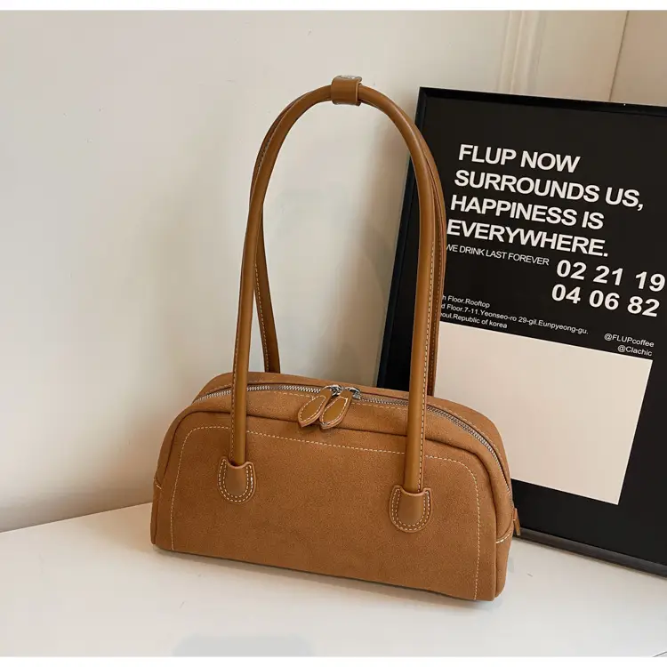 Women's Brown Suede Shoulder Bag Large Capacity 2025 - Image 2