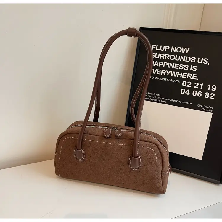 Women's Brown Suede Shoulder Bag Large Capacity 2025 - Image 4