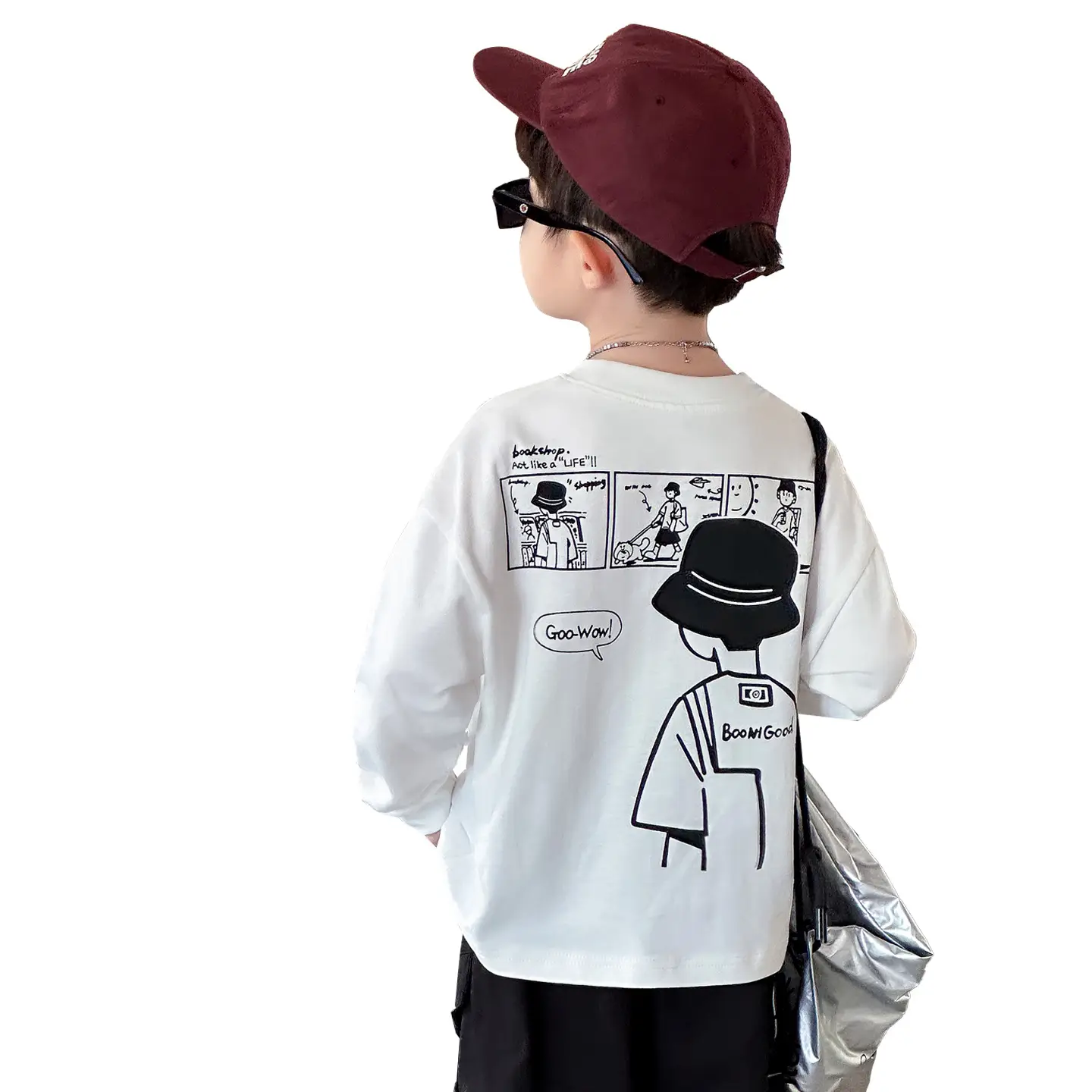 Boys Long Sleeve T-Shirt White Cartoon Print 2025 - Image 7