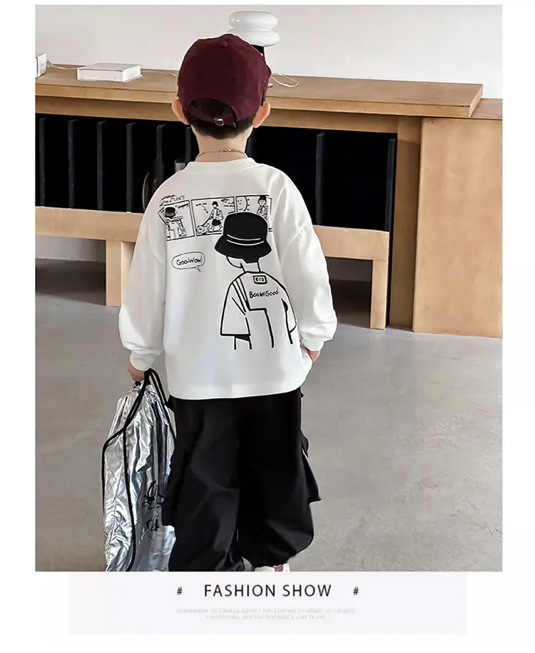 Boys Long Sleeve T-Shirt White Cartoon Print 2025 — feature 21