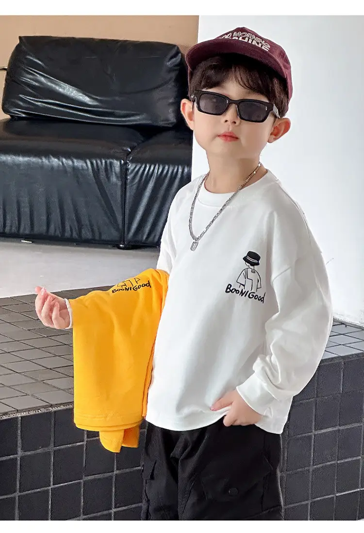 Boys Long Sleeve T-Shirt White Cartoon Print 2025 — feature 22